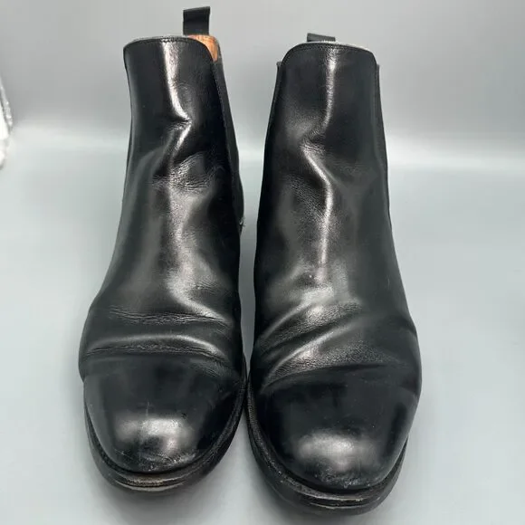 Meermin Calf - E Men 7.5 Triple Black Leather Chelsea Boot Elastic Sided Pull On